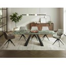 Стол обеденный SIGNAL SALVADORE Ceramic Verde Alpi морской/черный мат 160-240/90